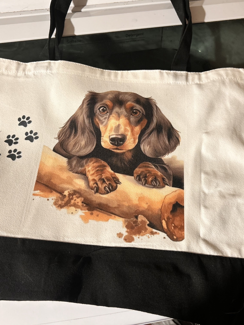 Handmade Canvas Dog Tote Bag with Dachshund Print -can Be A Photo Of Your Dog!